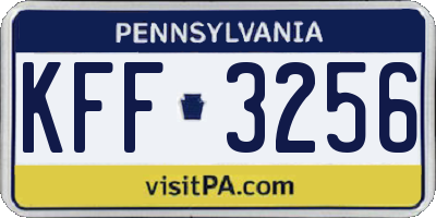 PA license plate KFF3256