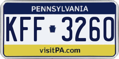 PA license plate KFF3260