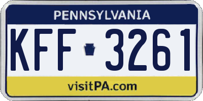 PA license plate KFF3261