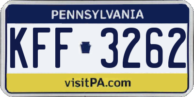 PA license plate KFF3262