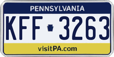 PA license plate KFF3263