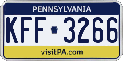 PA license plate KFF3266