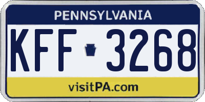 PA license plate KFF3268