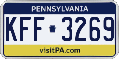 PA license plate KFF3269