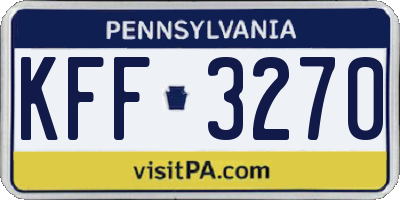 PA license plate KFF3270
