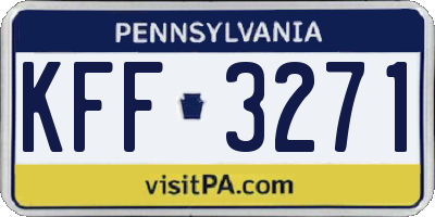 PA license plate KFF3271