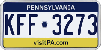 PA license plate KFF3273