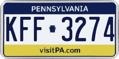 PA license plate KFF3274