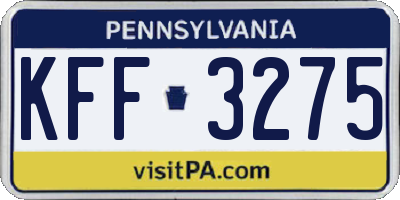 PA license plate KFF3275