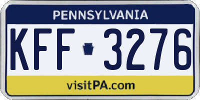 PA license plate KFF3276