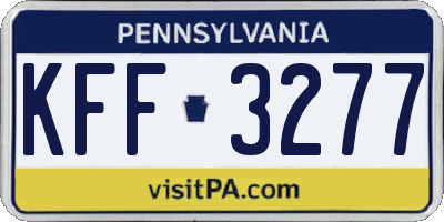 PA license plate KFF3277