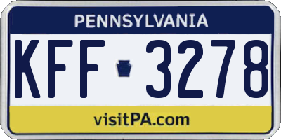 PA license plate KFF3278