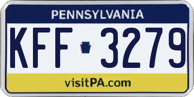 PA license plate KFF3279