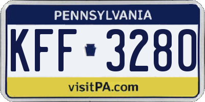 PA license plate KFF3280