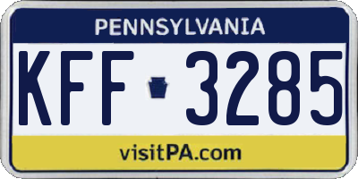 PA license plate KFF3285