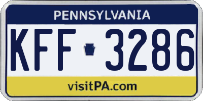 PA license plate KFF3286