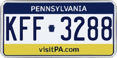 PA license plate KFF3288