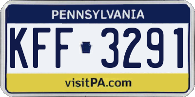 PA license plate KFF3291