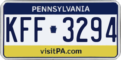 PA license plate KFF3294