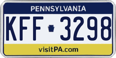 PA license plate KFF3298