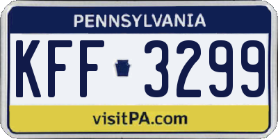 PA license plate KFF3299