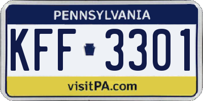 PA license plate KFF3301