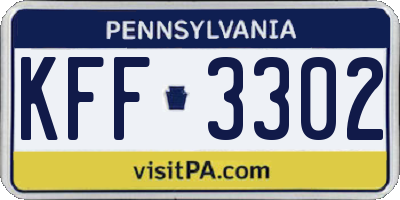 PA license plate KFF3302