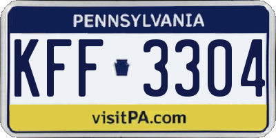 PA license plate KFF3304