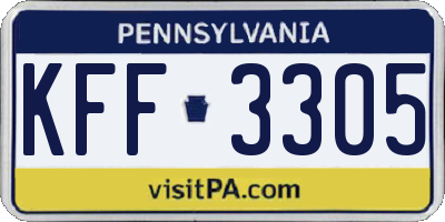 PA license plate KFF3305