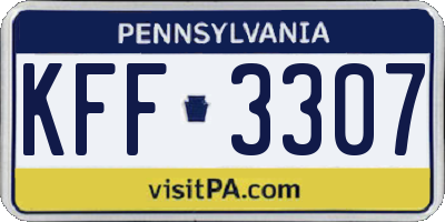 PA license plate KFF3307