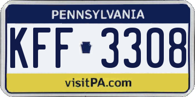 PA license plate KFF3308