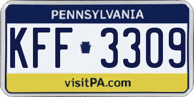 PA license plate KFF3309