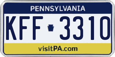 PA license plate KFF3310