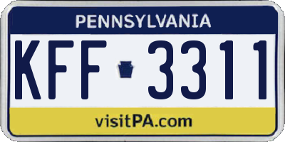 PA license plate KFF3311