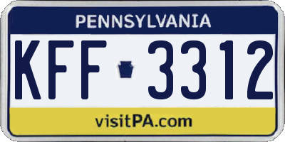 PA license plate KFF3312