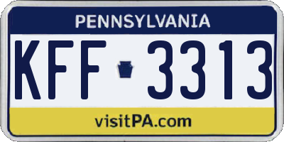 PA license plate KFF3313