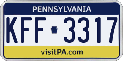PA license plate KFF3317