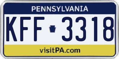PA license plate KFF3318