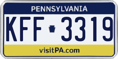 PA license plate KFF3319