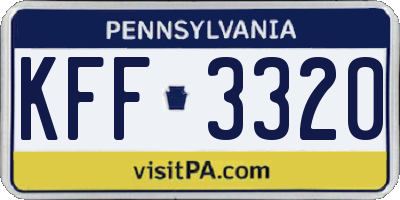 PA license plate KFF3320