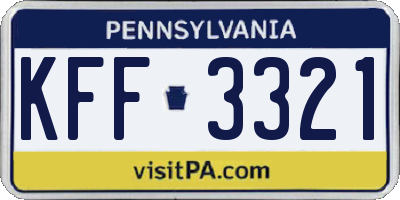 PA license plate KFF3321