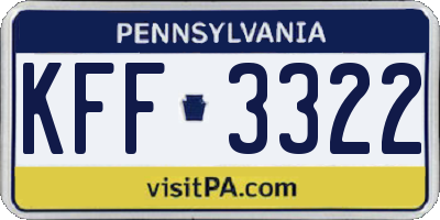 PA license plate KFF3322