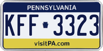 PA license plate KFF3323