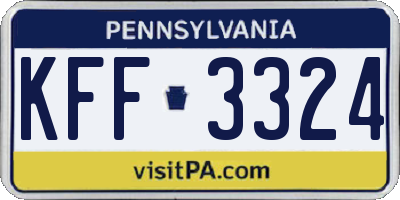 PA license plate KFF3324