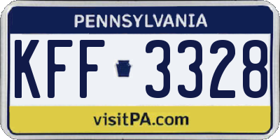 PA license plate KFF3328