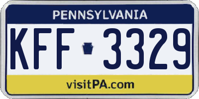 PA license plate KFF3329