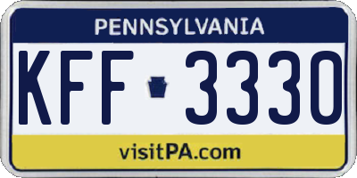 PA license plate KFF3330