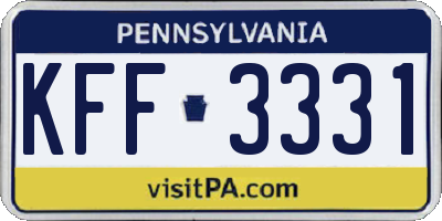 PA license plate KFF3331