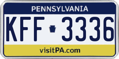 PA license plate KFF3336