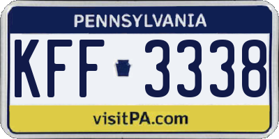 PA license plate KFF3338
